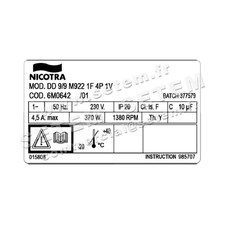 4624002032-VENTILATEUR NICOTRA GEBHARDT DD9/9 370W 4P M230V 1V M922 *6M0642* 3