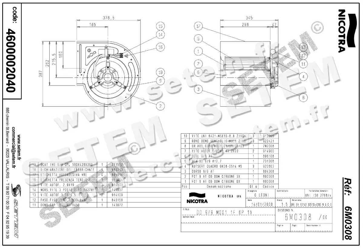 4624002040-VENTILATEUR NICOTRA GEBHARDT DD9/9 147W 6P M230V 1V M001 *6M0308* 2