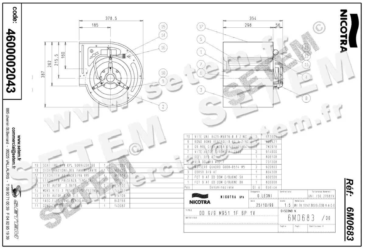 4624002043-VENTILATEUR NICOTRA GEBHARDT DD9/9 245W 6P M230V 1V M951 *6M0683* 2