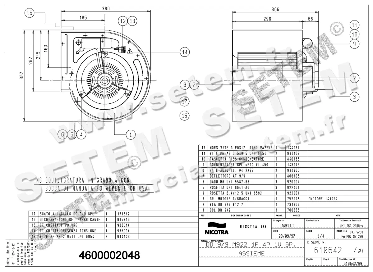 4624002048-VENTILATEUR NICOTRA GEBHARDT DD9/9 370W 4P M230V 1V M922 *610642*