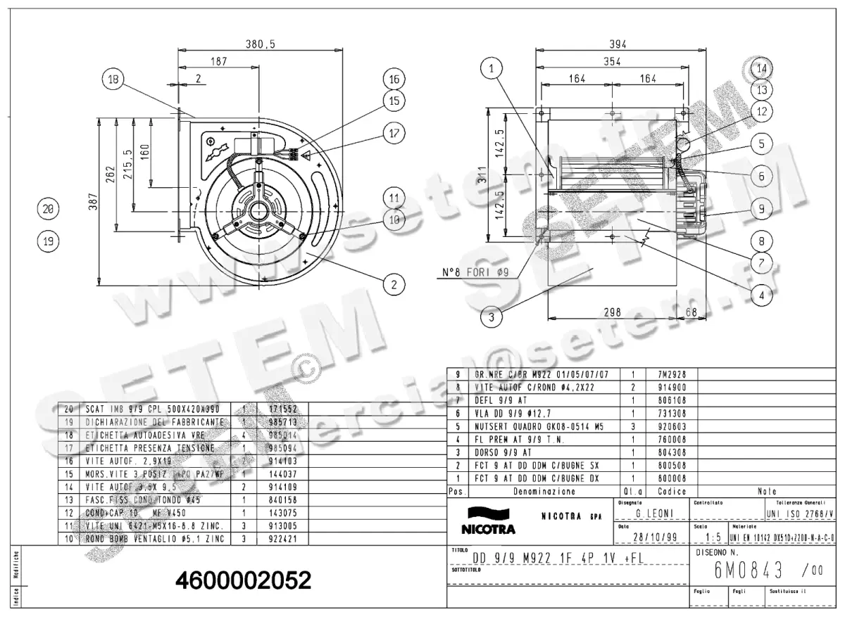 4624002052-VENTILATEUR NICOTRA GEBHARDT DD9/9 370W 4P M230V 1V M922 +BR *6M0843*