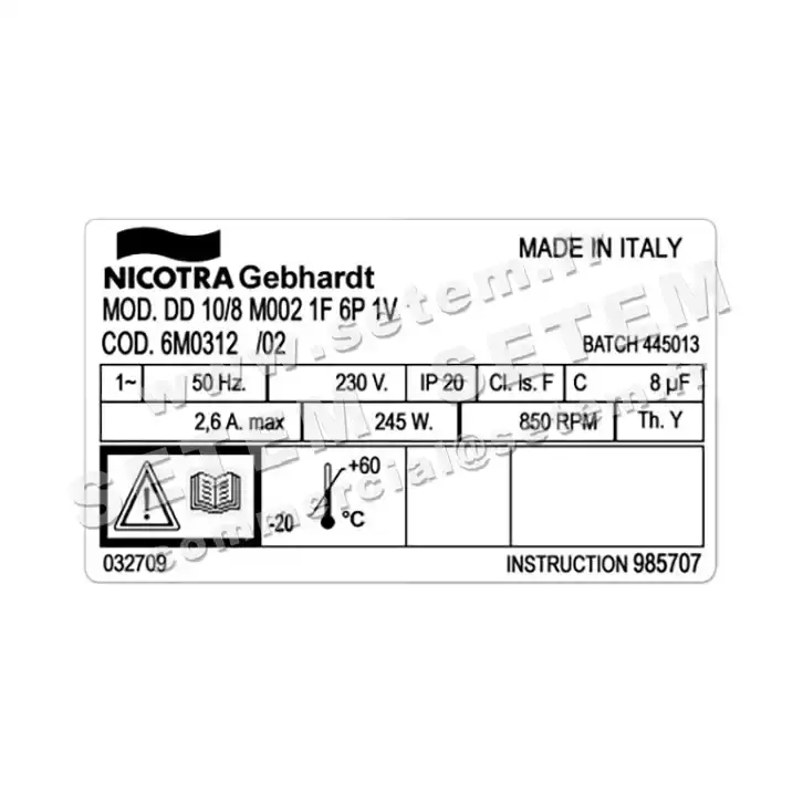 4624002054-VENTILATEUR NICOTRA GEBHARDT DD10/8 245W 6P M230V 1V M002 *6M0312* 3