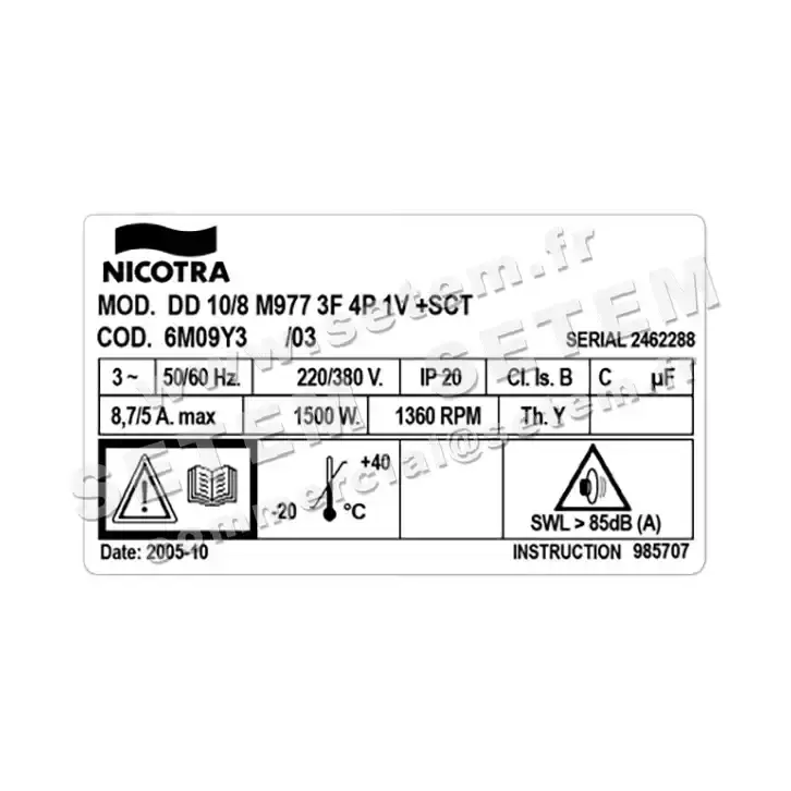 4624002057-VENTILATEUR NICOTRA GEBHARDT DD10/8 1500W 4P T230/400V 1V M977 +BB *6M09Y3* 3