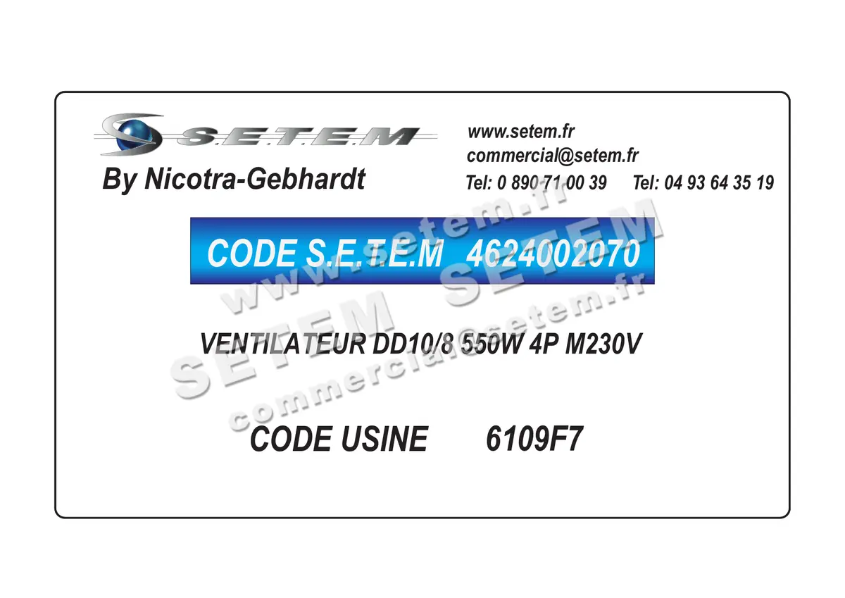 4624002070-VENTILATEUR NICOTRA GEBHARDT DD10/8 550W 4P M230V *6109F7*