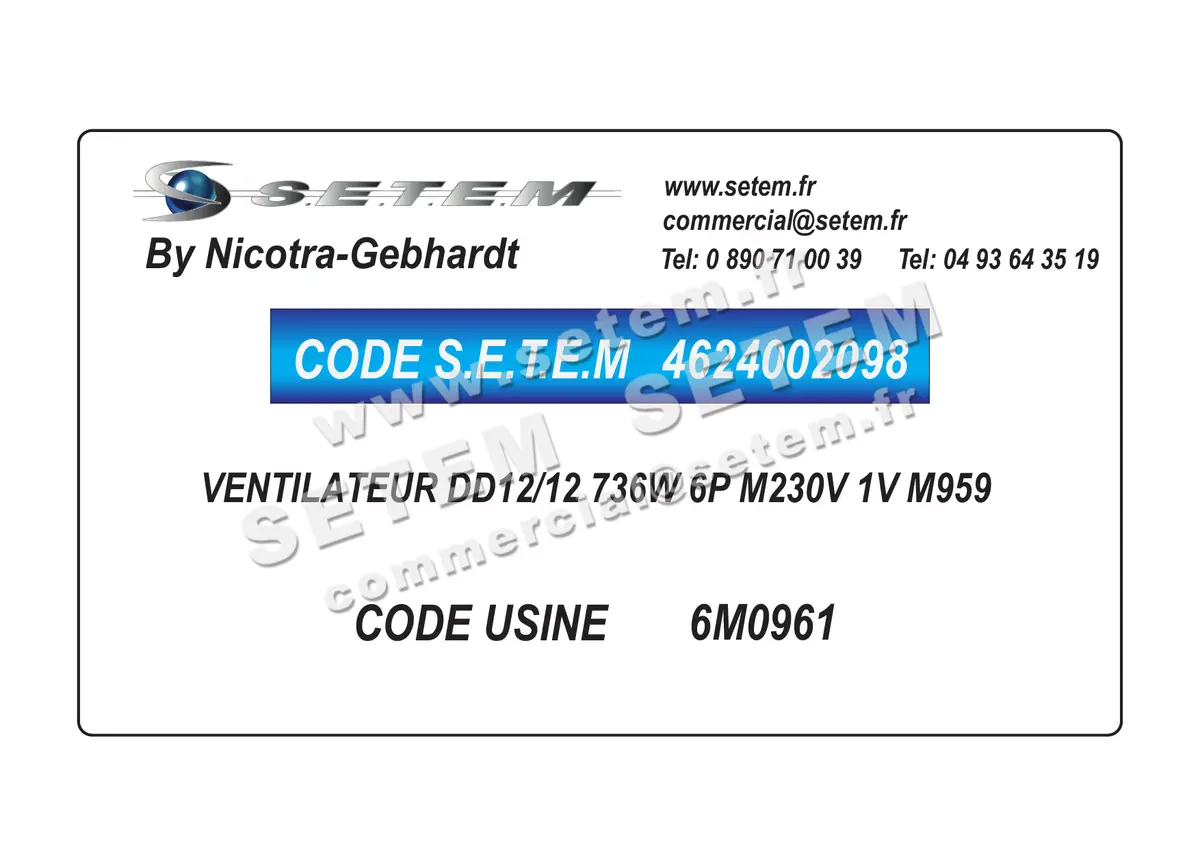 4624002098-VENTILATEUR NICOTRA GEBHARDT DD12/12 736W 6P M230V 1V M959 *6M0961* 4