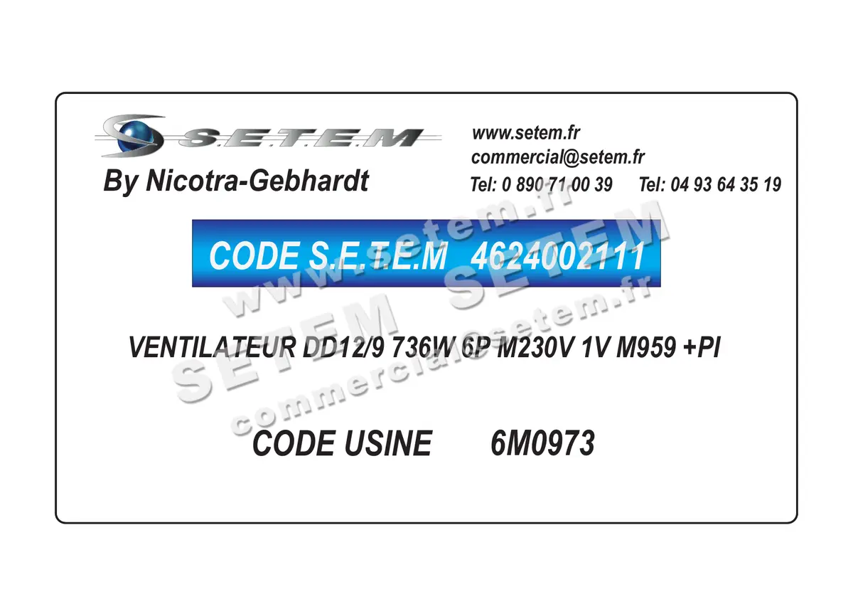 4624002111-VENTILATEUR NICOTRA GEBHARDT DD12/9 736W 6P M230V 1V M959 +PI *6M0973* 4