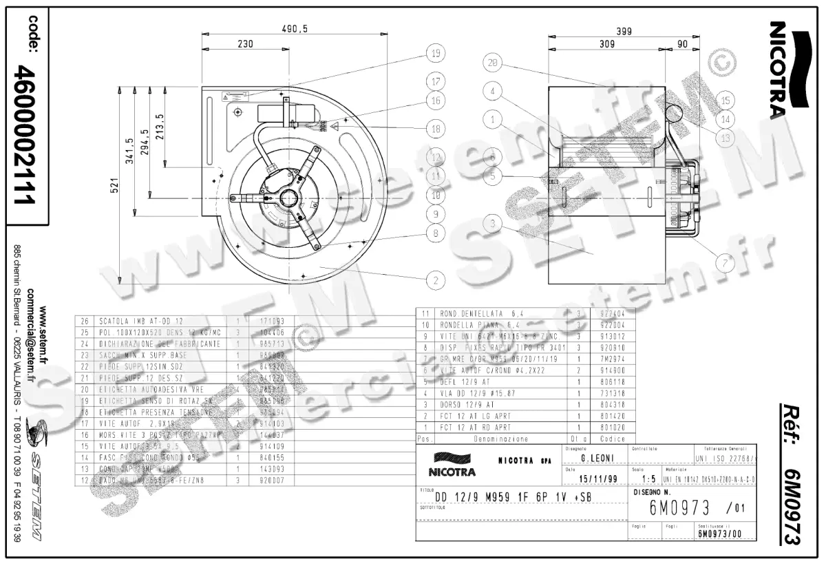 4624002111-VENTILATEUR NICOTRA GEBHARDT DD12/9 736W 6P M230V 1V M959 +PI *6M0973* 2