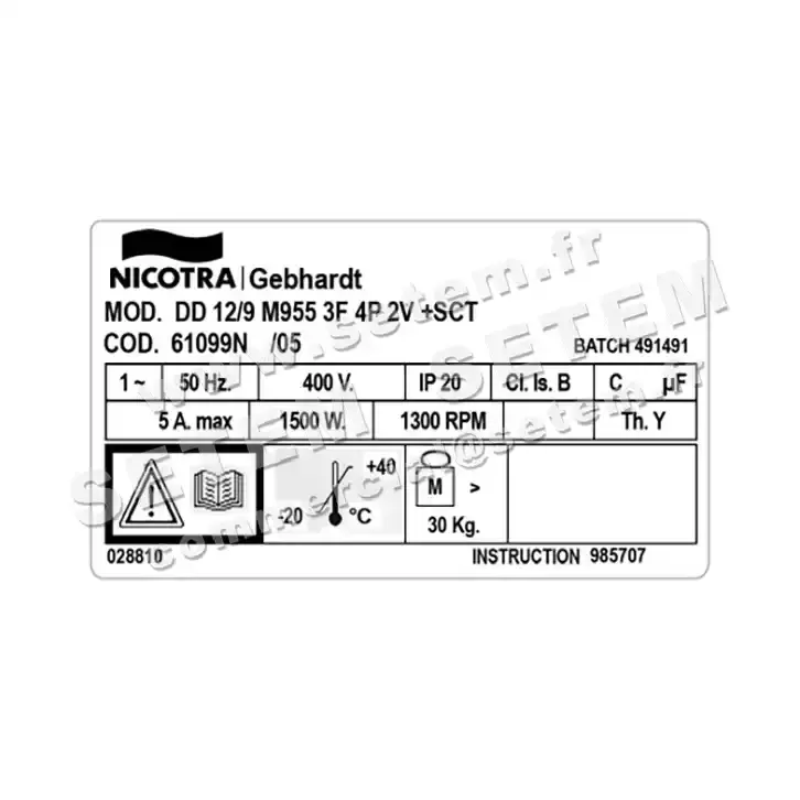 4624002116-VENTILATEUR NICOTRA GEBHARDT DD12/9 1500W 4P T400V 2V M955 +BB *61099N* 3