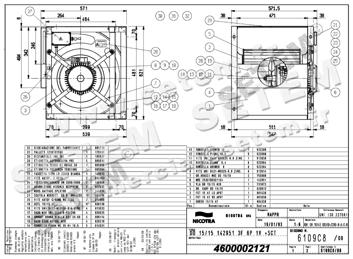4624002121-VENTILATEUR NICOTRA GEBHARDT DD15/15 2200W 6P T400V 1V 142951 +BB *6109C8*