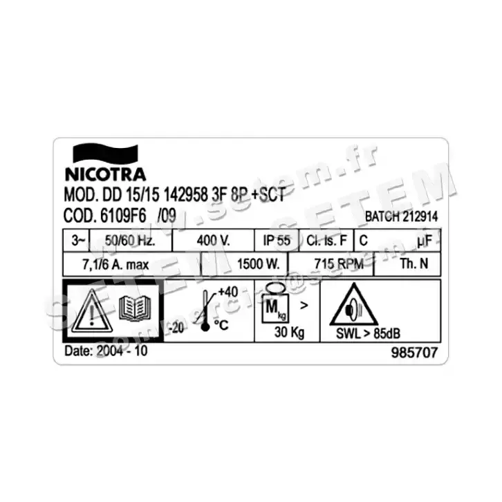 4624002123-VENTILATEUR NICOTRA GEBHARDT DD15/15 1500W 8P T400V 1V 142958 +BB *6109F6* 4