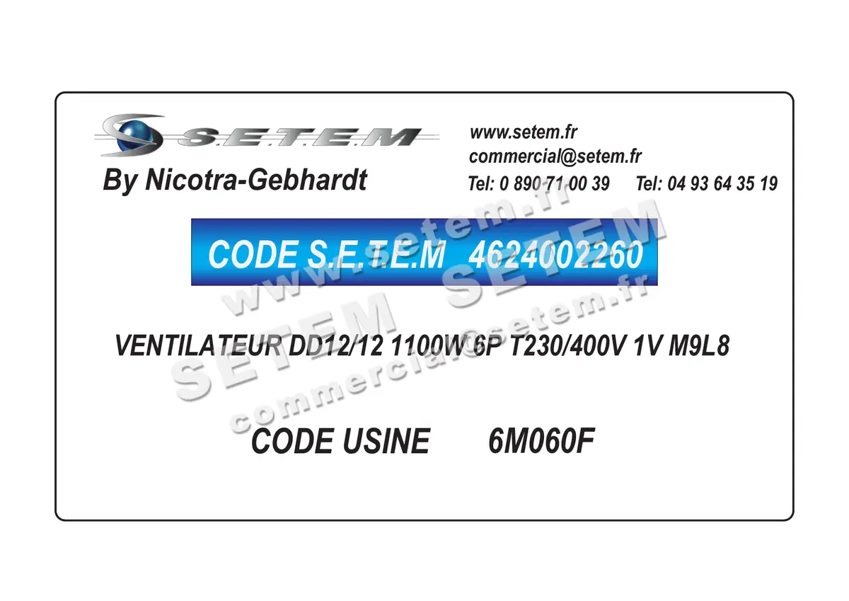 4624002260-VENTILATEUR NICOTRA GEBHARDT DD12/12 1100W 6P T230/400V 1V M9L8 *6M060F*