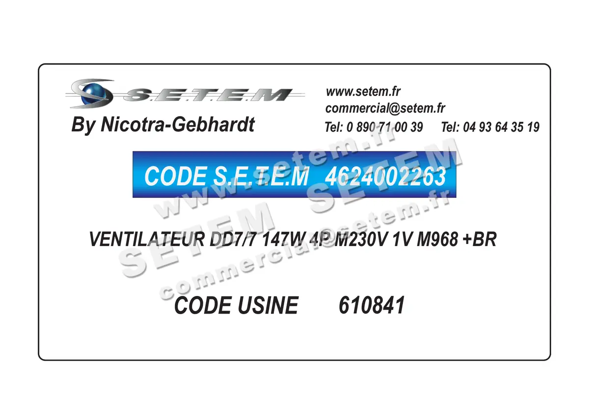 4624002263-VENTILATEUR NICOTRA GEBHARDT DD7/7 147W 4P M230V 1V M968 +BR *610841*