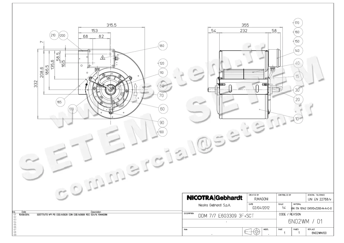 4624002350-VENTILATEUR NICOTRA GEBHARDT DDM7/7 300W 4P T230/400V 1V E6G3309 +BB *6N02WM*