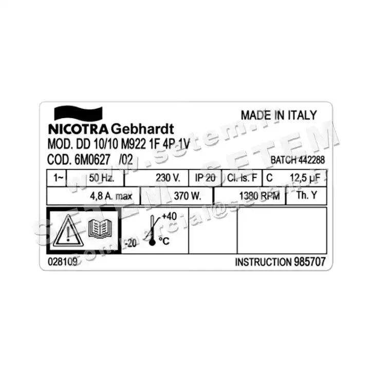 4624002360-VENTILATEUR NICOTRA GEBHARDT DD10/10 370W 4P M230V 1V M922 *6M0627* 3