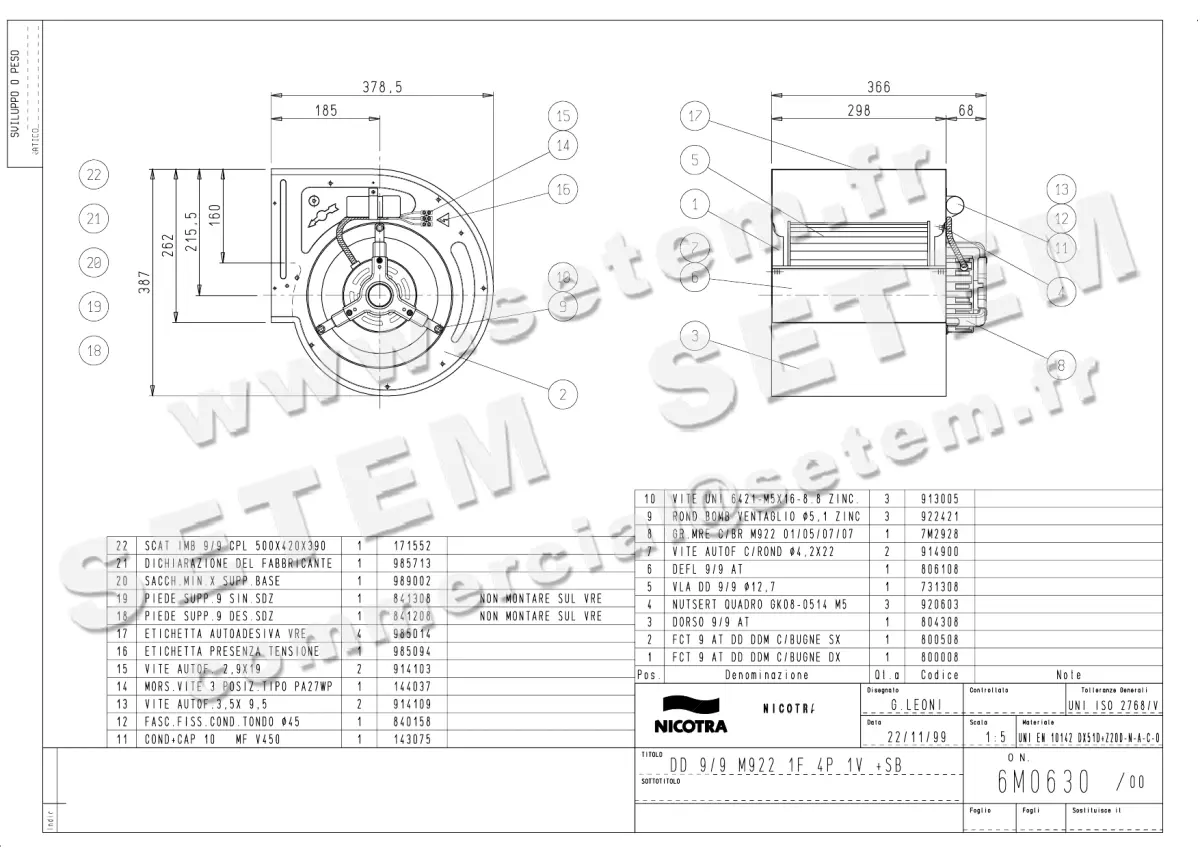 4624002365-VENTILATEUR NICOTRA GEBHARDT DD9/9 370W 4P M230V 1V M922 +PI *6M0630*
