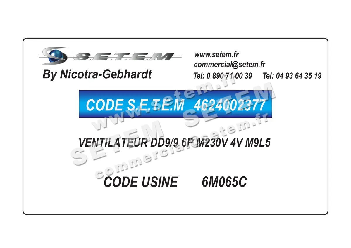 4624002377-VENTILATEUR NICOTRA GEBHARDT DD9/9 6P M230V 4V M9L5 *6M065C*