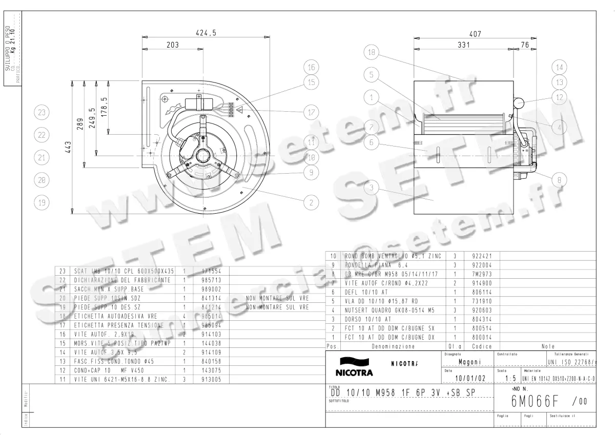 4624002384-VENTILATEUR NICOTRA GEBHARDT DD10/10 500W 6P M230V 3V M958 +PI *6M066F*