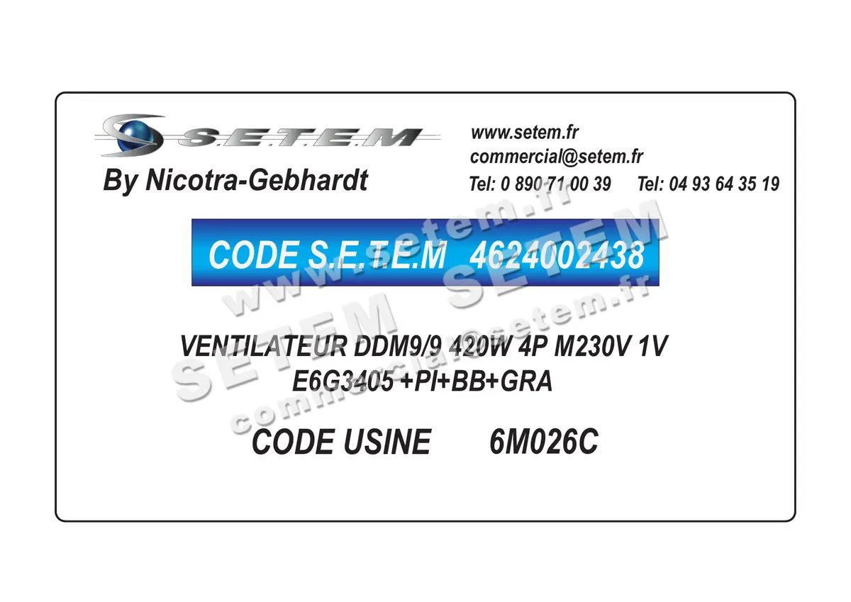 4624002438-VENTILATEUR NICOTRA GEBHARDT DDM9/9 420W 4P M230V 1V E6G3405 +PI+BB+GRA *6M026C*