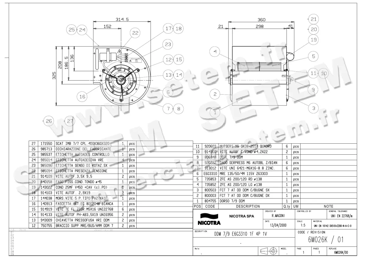 4624002440-VENTILATEUR NICOTRA GEBHARDT DDM7/9 350W 4P M115V 1V E6G3310 *6M026K*