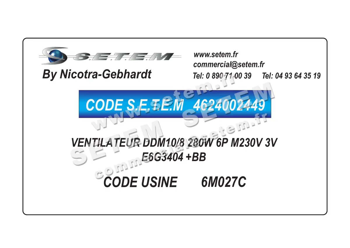 4624002449-VENTILATEUR NICOTRA GEBHARDT DDM10/8 280W 6P M230V 3V E6G3404 +BB *6M027C*