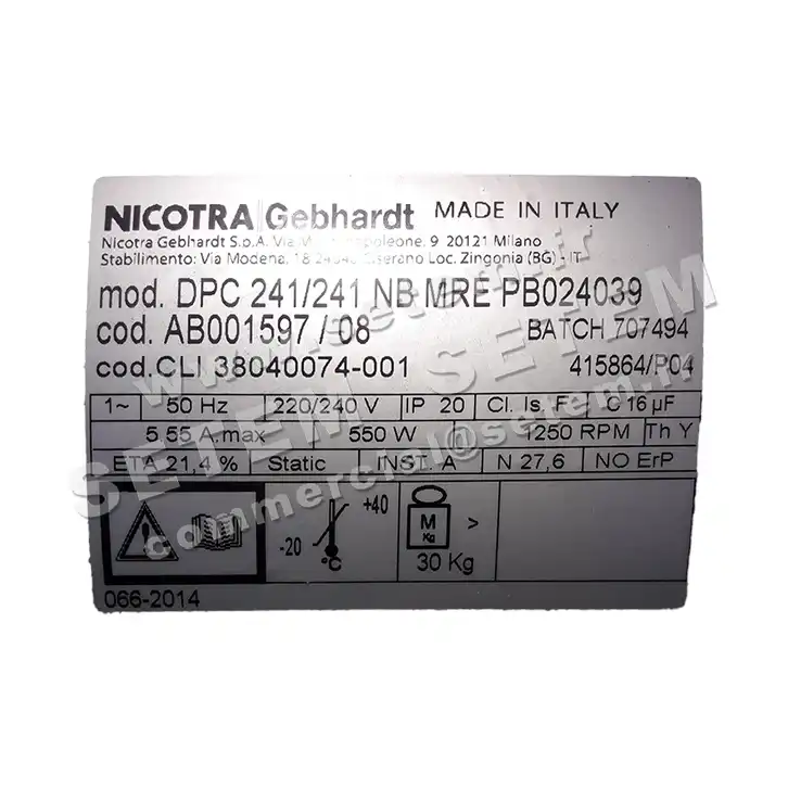 4624002487-GMV NICOTRA GEBHARDT DPC241/241NB MRE PB024039 "38040074.001" *AB001597* 3