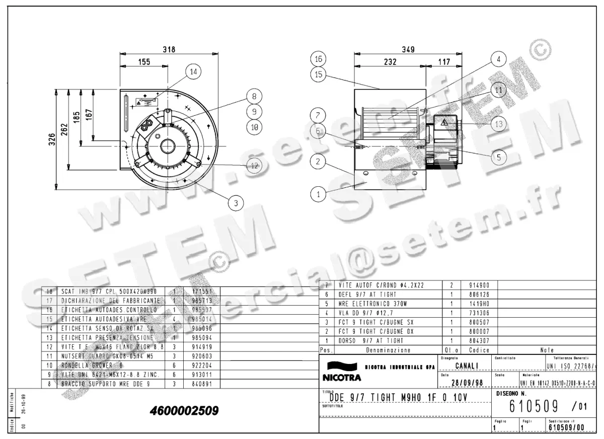 4624002509-VENTILATEUR NICOTRA GEBHARDT DD9/7TIG 0.10V M230V M9H0 *610509*