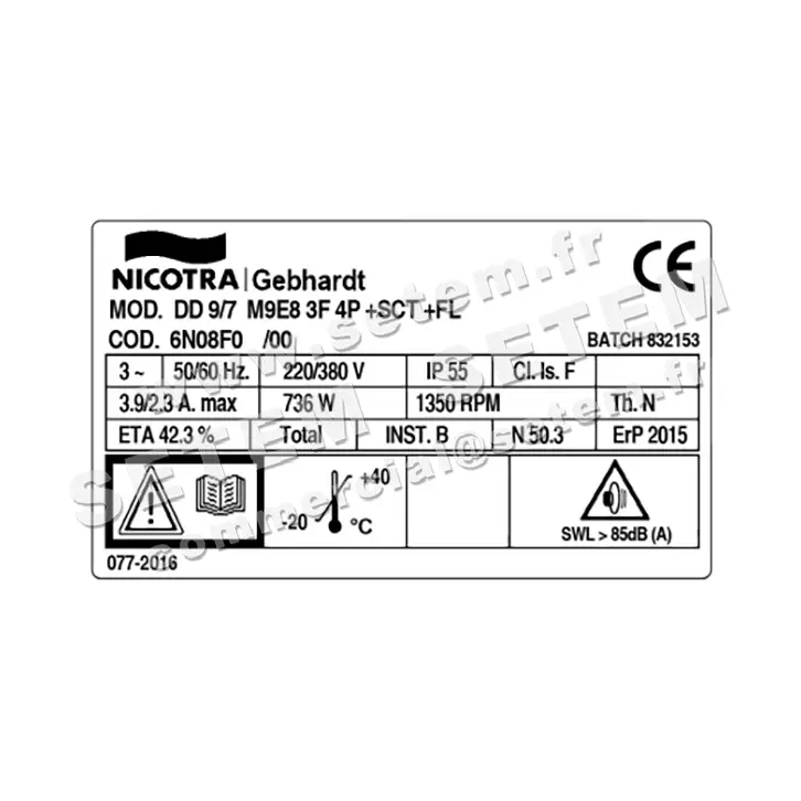 4624002585-VENTILATEUR NICOTRA GEBHARDT DD9/7 736W 4P T230/400V 1V M9E8 +BR+BB *6N08F0* 3