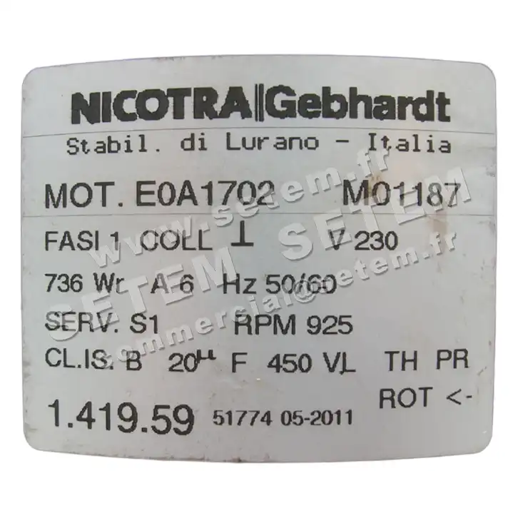 4624002904-MOTEUR NICOTRA GEBHARDT E0A1702 MO1187 "141959" 4