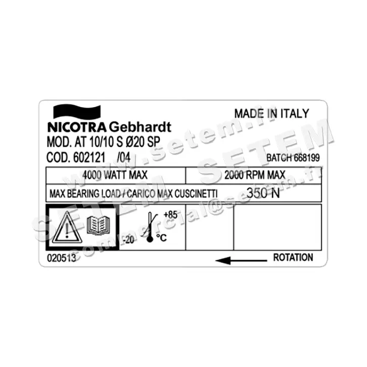 4624003036-VENTILATEUR NICOTRA GEBHARDT AT10/10S Ø20 SP *602121* 4