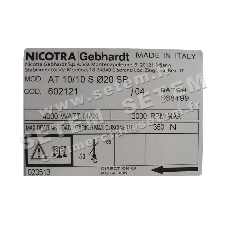 4624003036-VENTILATEUR NICOTRA GEBHARDT AT10/10S Ø20 SP *602121* 2