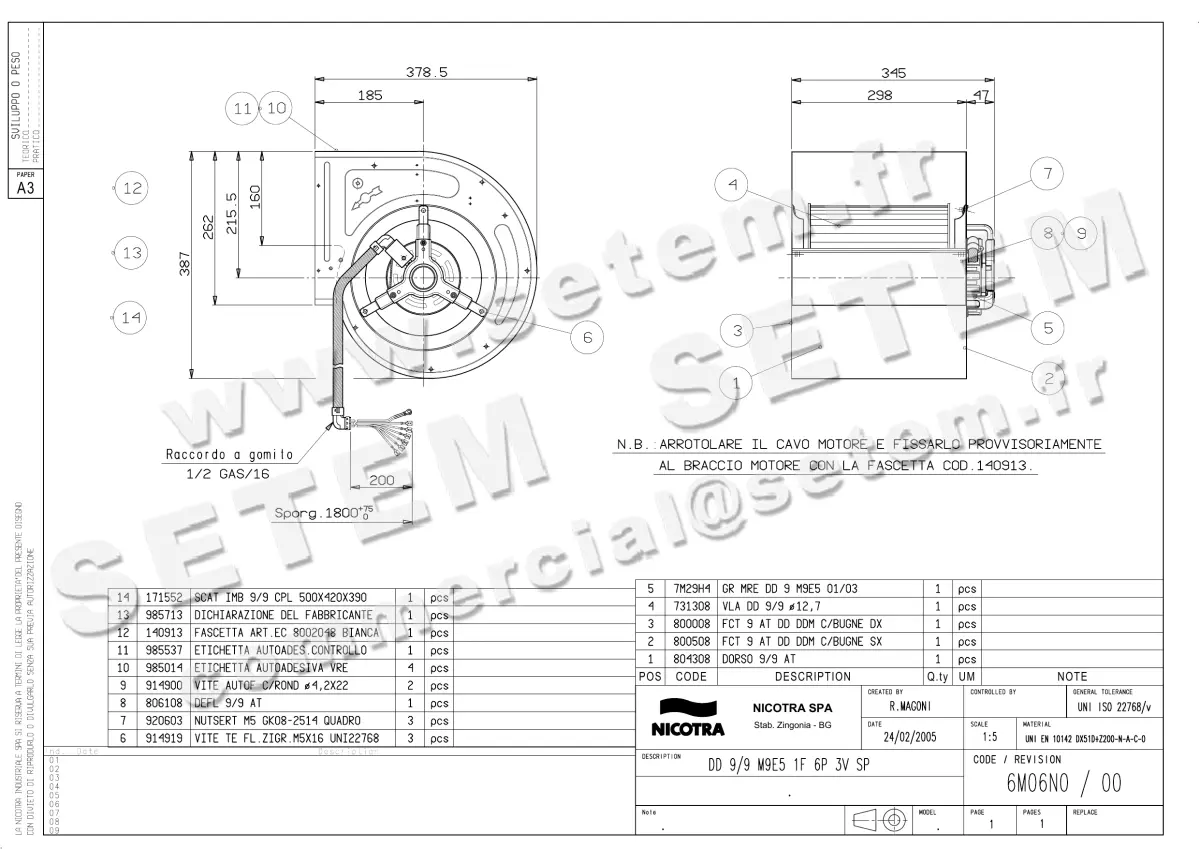 4624003372-VENTILATEUR NICOTRA GEBHARDT DD9/9 6P 3V W9E5 *6M06N0*