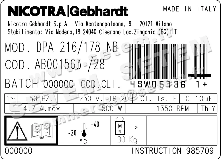 4624003564-GMV NICOTRA GEBHARDT DPA216/178NB PB024098 *AB001563* 3
