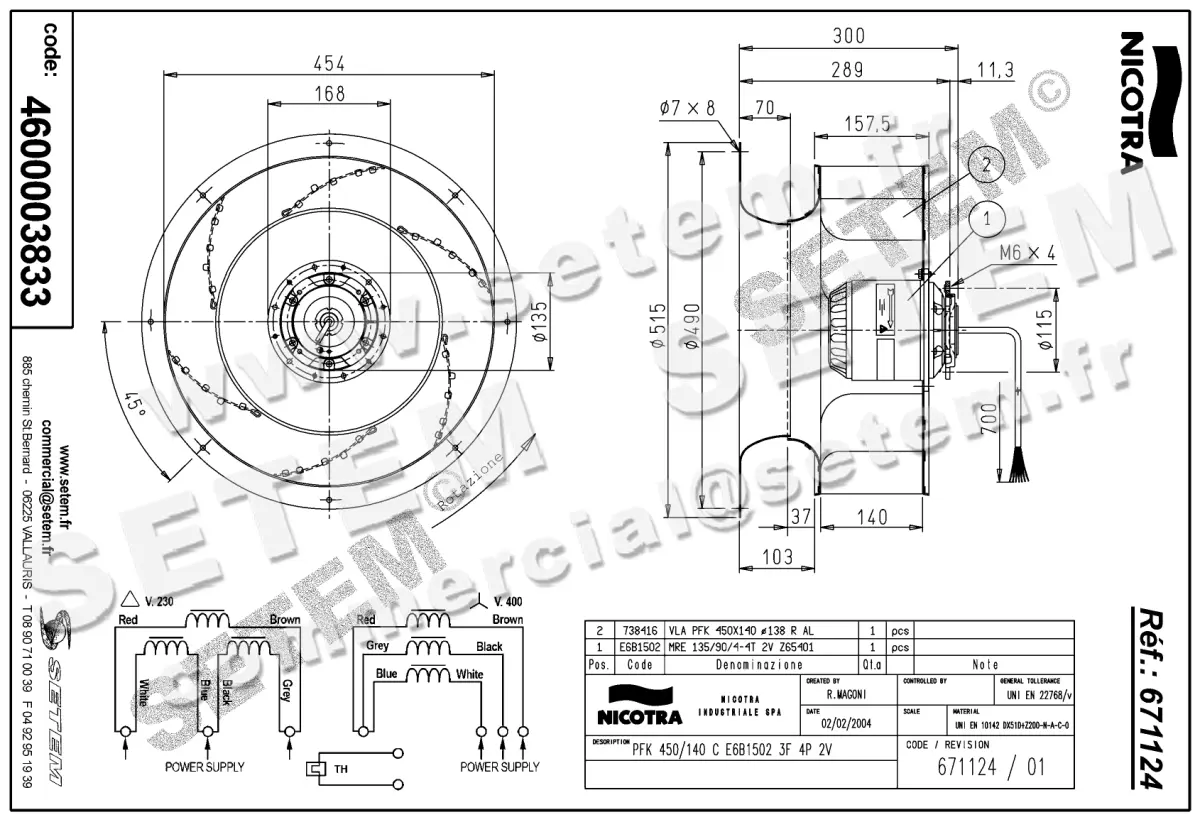 4624003833-MOTOTURBINE NICOTRA GEBHARDT PFK450/140C 700W 4P T400V 2V E6B1502 *671124* 2