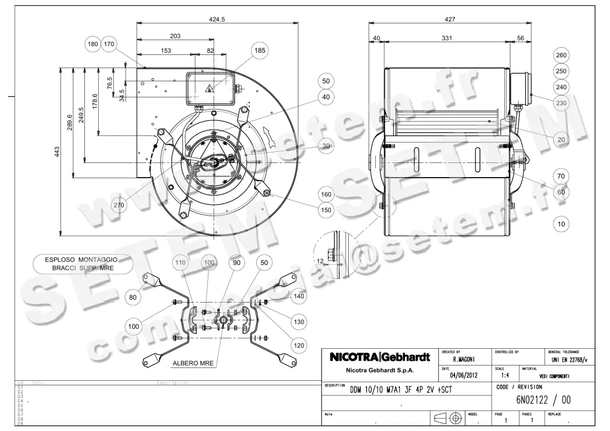 4624004122-VENTILATEUR NICOTRA GEBHARDT DDM10/10 1000W 4P T400V 2V M7A1 +BB *6N02122*