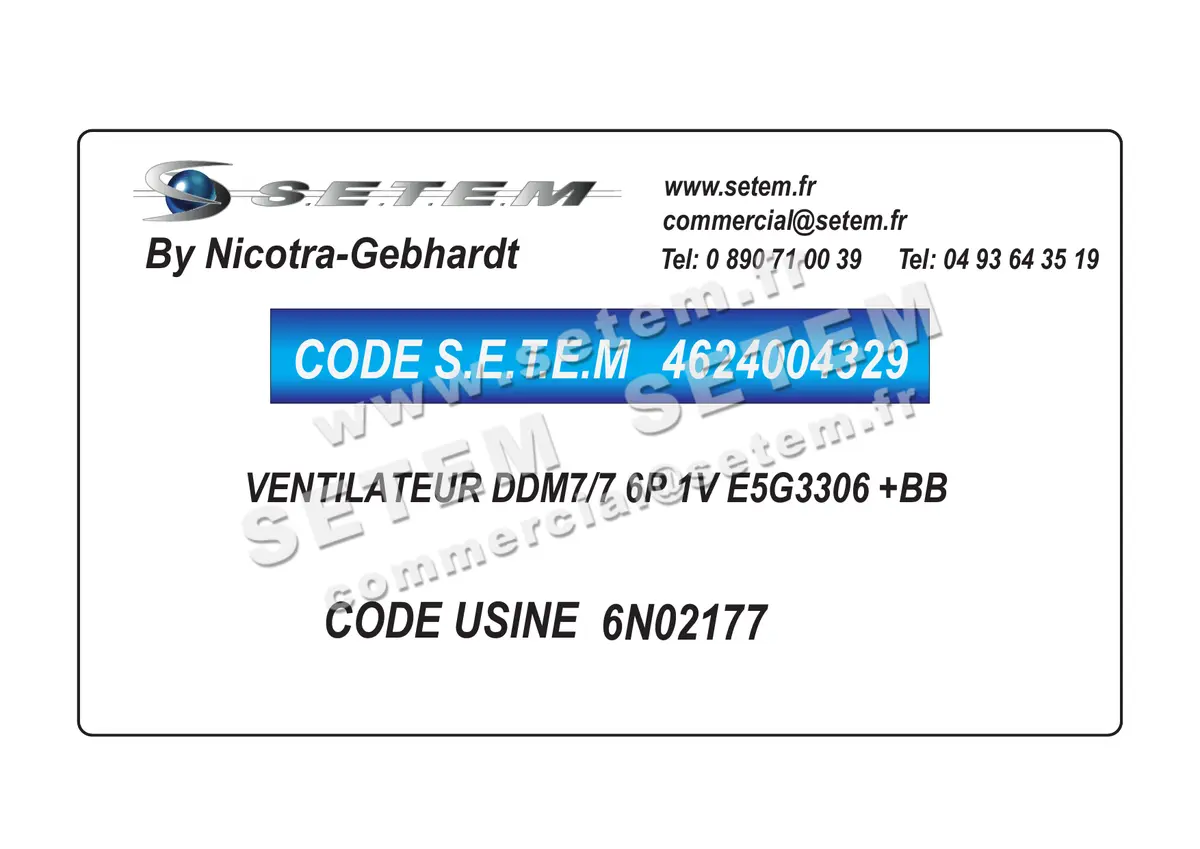 4624004329-VENTILATEUR NICOTRA GEBHARDT DDM7/7 6P 1V E5G3306 +BB *6N02177*