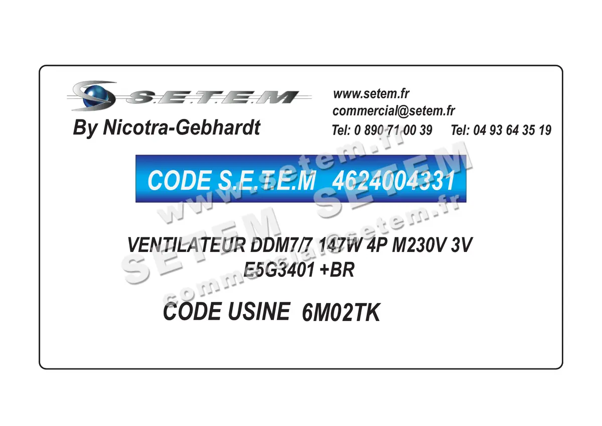 4624004331-VENTILATEUR NICOTRA GEBHARDT DDM7/7 147W 4P M230V 3V E5G3401 +BR *6M02TK*