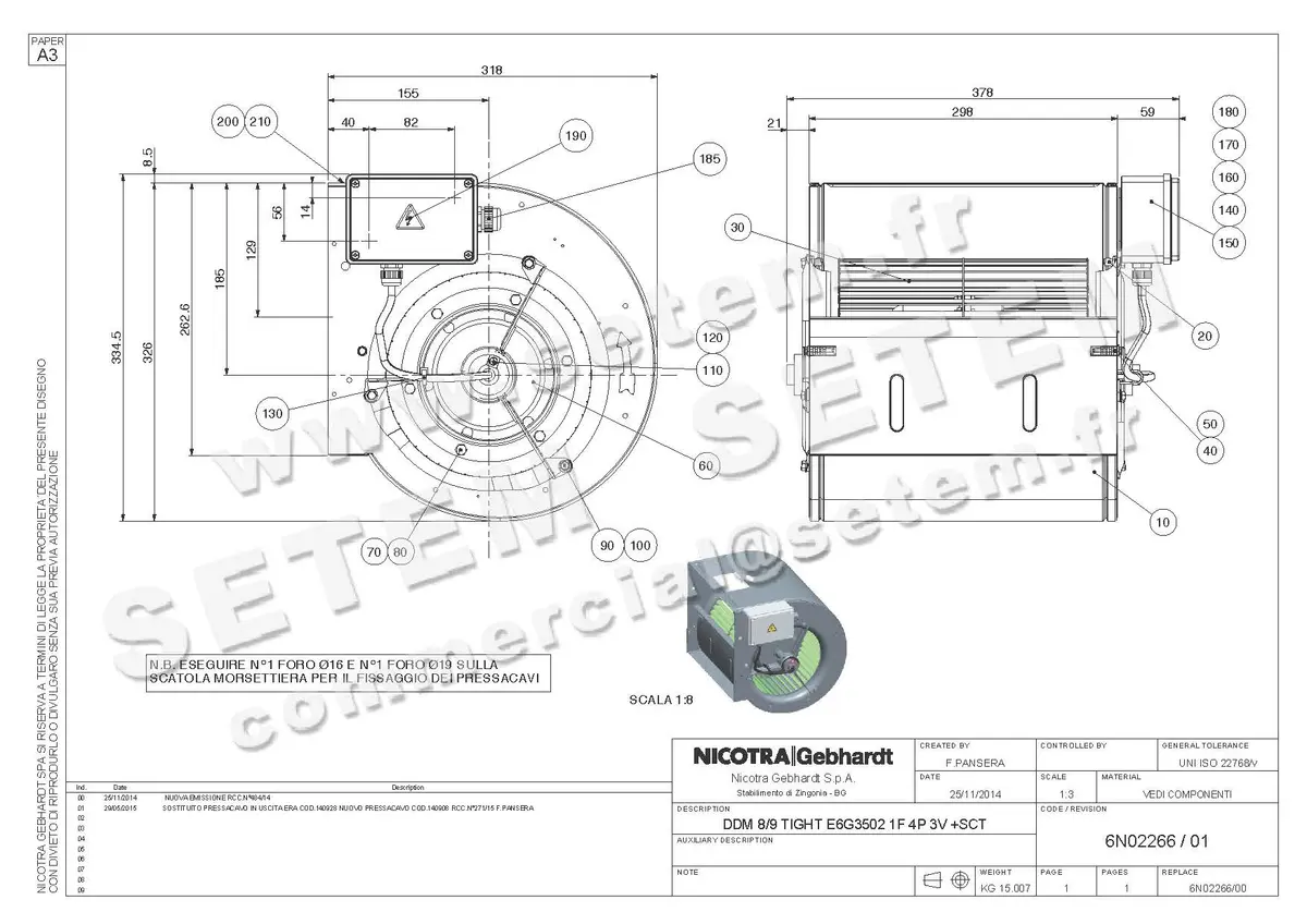 4624004366-VENTILATEUR NICOTRA GEBHARDT DDM8/9TIG 350W 4P M230V 3V E6G3502 +BB *6N02266*
