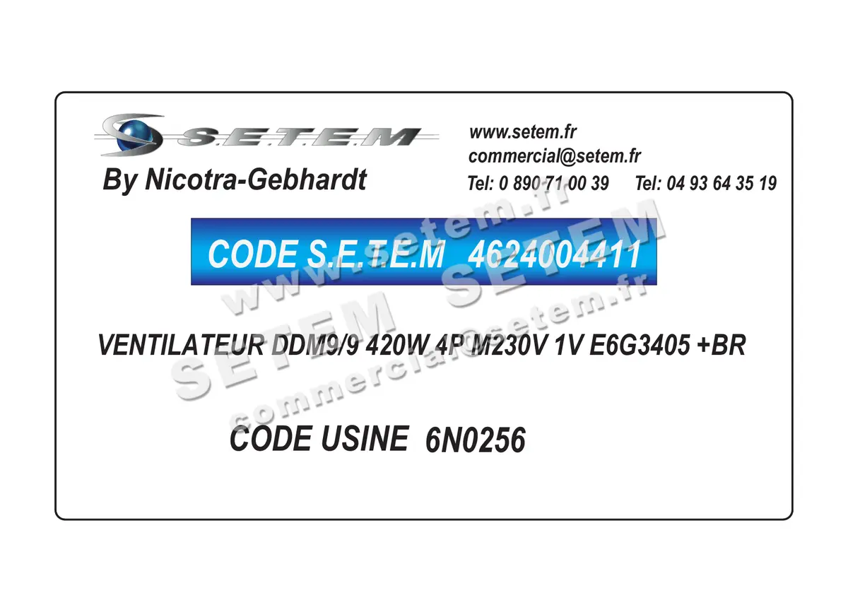 4624004411-VENTILATEUR NICOTRA GEBHARDT DDM9/9 420W 4P M230V 1V E6G3405 +BR *6N0256*