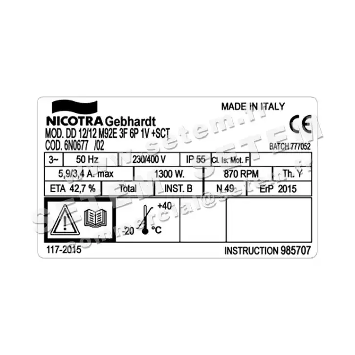 4624004792-VENTILATEUR NICOTRA GEBHARDT DD12/12 1300W 6P T230/400V 1V E0A1706F +BB *6N0677* 3