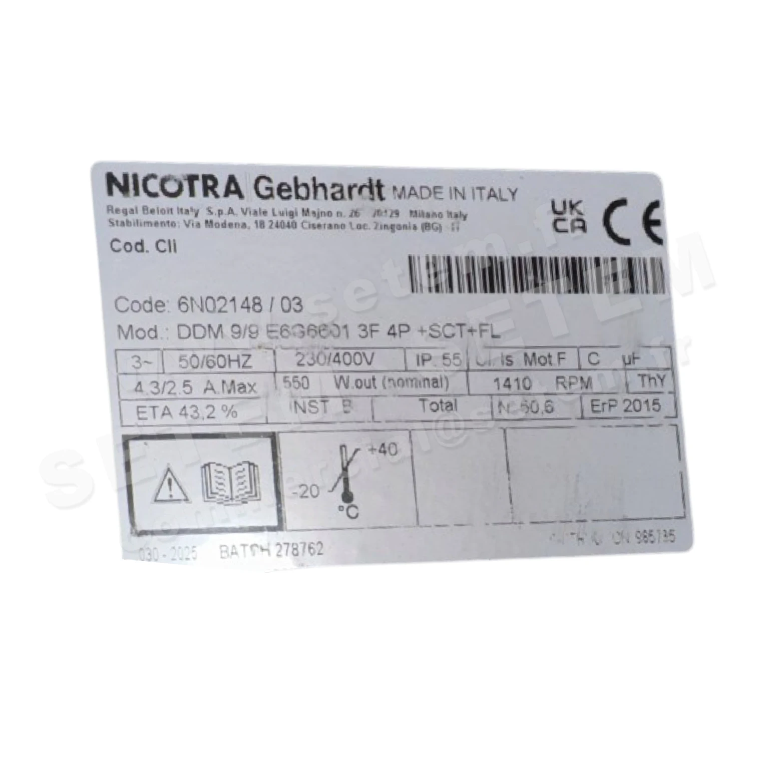 4624004915-VENTILATEUR NICOTRA GEBHARDT DDM9/9 550W 4P T230/400V 1V E6G6601 +BR+BB *6N02148* 2