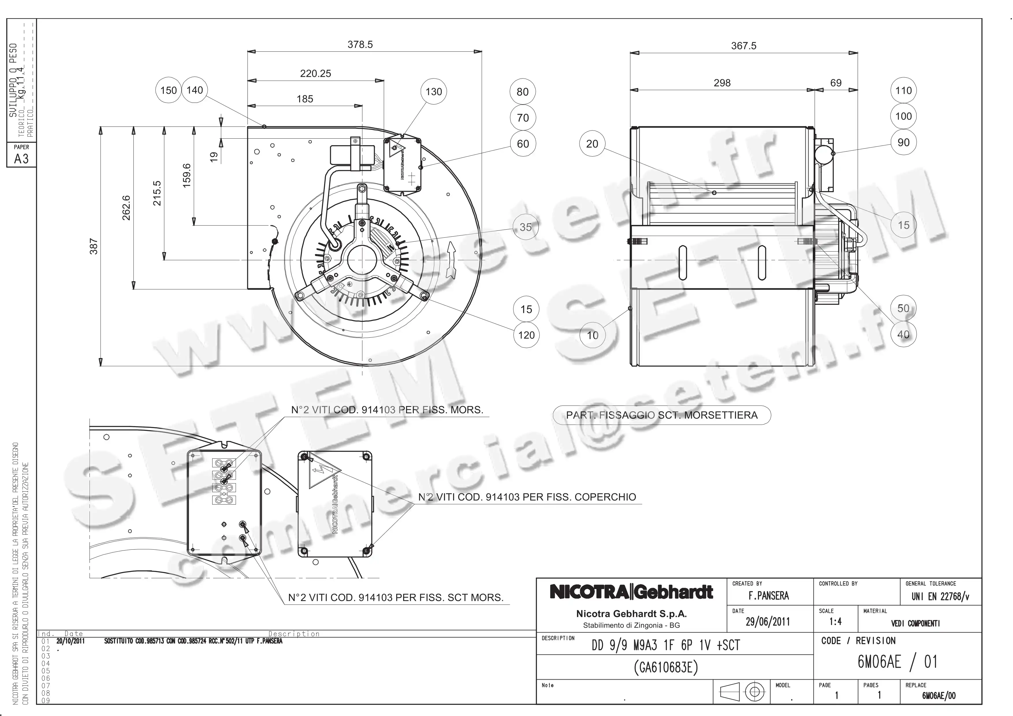 4624005000-VENTILATEUR NICOTRA GEBHARDT DD9/9 245W 6P M230V 1V M9A3 +BB *6M06AE* 3