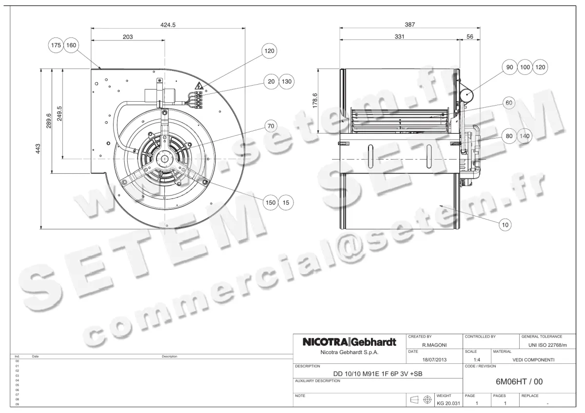 4624005020-VENTILATEUR NICOTRA GEBHARDT DD10/10 370W 6P M230V 3V +PI M91E *6M06HT*