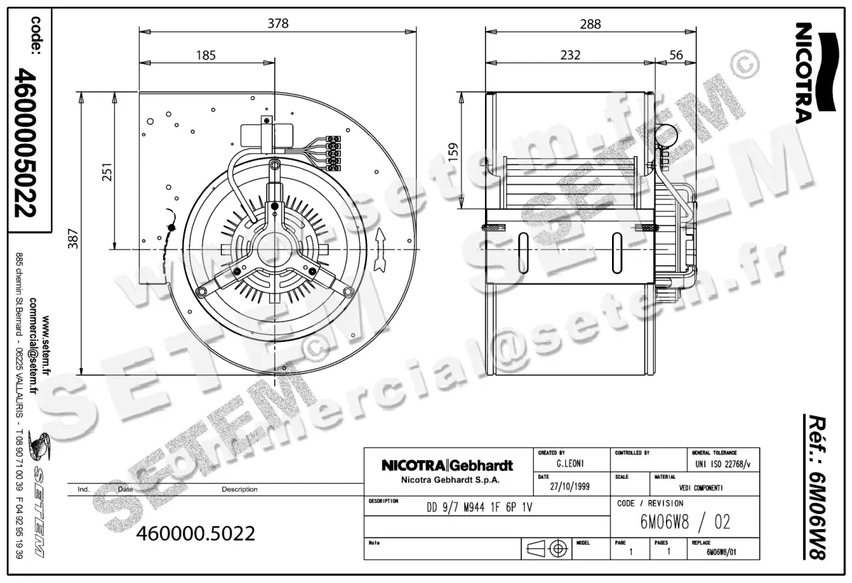 4624005022-VENTILATEUR NICOTRA GEBHARDT DD9/7 147W 6P M230V 1V M944 *FM06W8* 2
