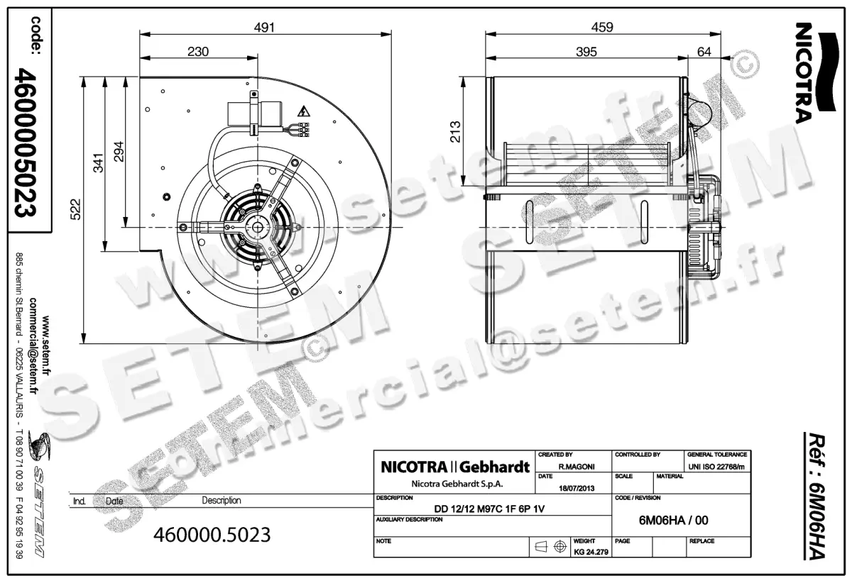 4624005023-VENTILATEUR NICOTRA GEBHARDT DD12/12 590W 6P M230V 1V M97C *6M06HA* 2