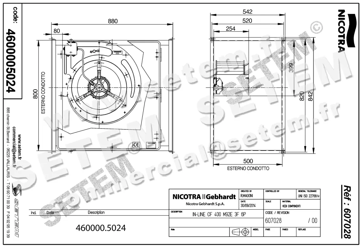 4624005024-CAISSON NICOTRA GEBHARDT CF400 1300W 6P T230/400V 1V M92E *607028* 2