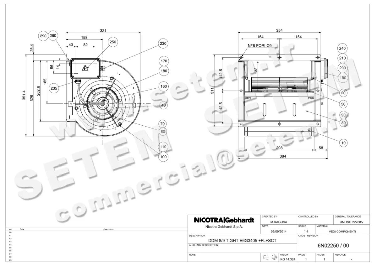 4624005026-VENTILATEUR NICOTRA GEBHARDT DDMP8/9TIG 420W 4P M230V 1V E6G3405 +BR+BB *6N02250*