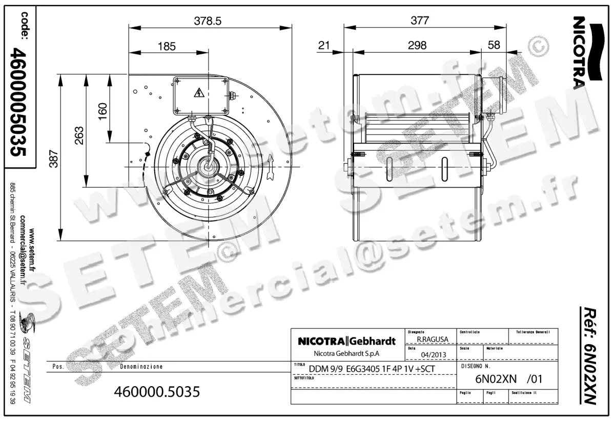 4624005035-VENTILATEUR NICOTRA GEBHARDT DDM9/9 420W 4P M230V 1V E6G3405 +BB *6N02XN* 2