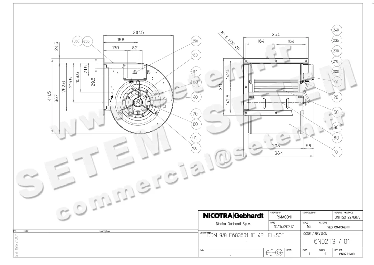 4624005039-VENTILATEUR NICOTRA GEBHARDT DDM9/9 550W 4P M230V 1V E6G3501 +BR+BB *6N02T3* 2