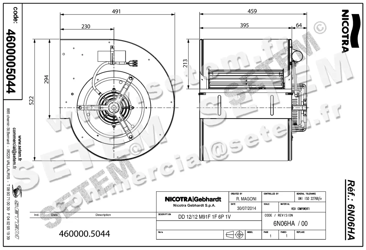 4624005044-VENTILATEUR NICOTRA GEBHARDT DD12/12 590W 6P M230V 1V M97C *6N06HA* 2