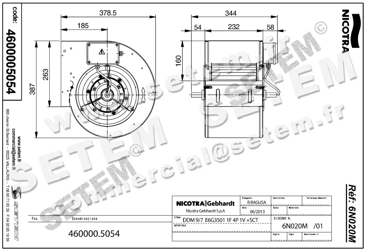 4624005054-VENTILATEUR NICOTRA GEBHARDT DDM9/7 550W 4P M230V 1V E6G3501 +BB *6N020M* 2
